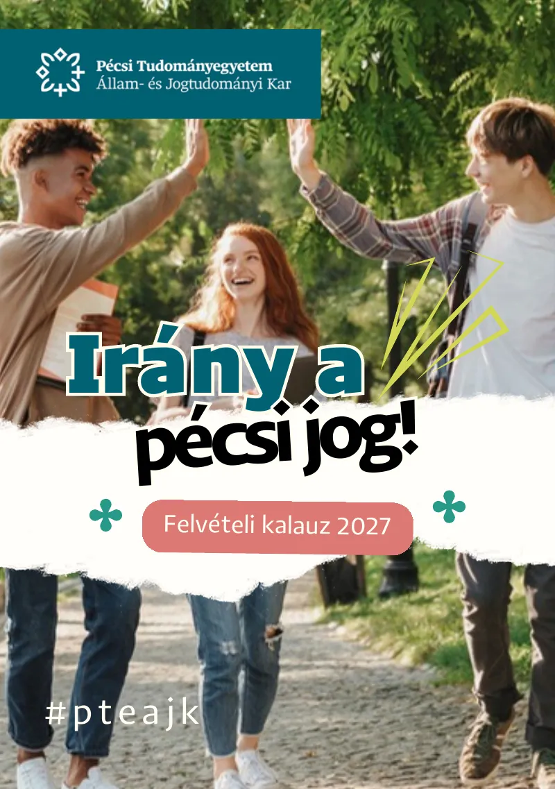 Az „Irány a pécsi jog! – Felvételi kalauz 2027” kiadvány borítója